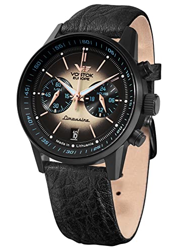 Vostok Europe Orologio Cronógrafo Al Quarzo Giapponese Uomo Con Cinturino In Pelle Vk64-560C691