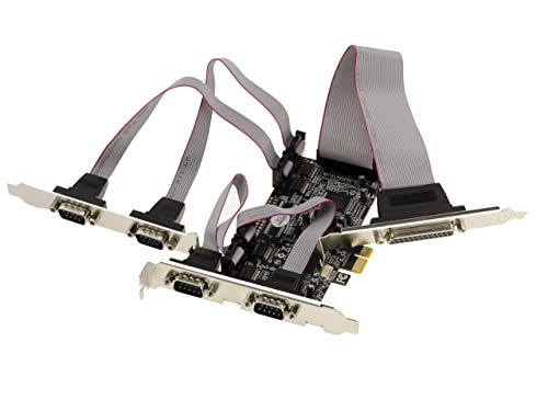 Kalea-Informatique Scheda Controller Pcie Parallela Ieee1284 Db25 Lpt Spp Ecp E 4 Porte Seriali Com Rs232 Db9 Con Chipset Moschip Mcs9900 Mcs9922.