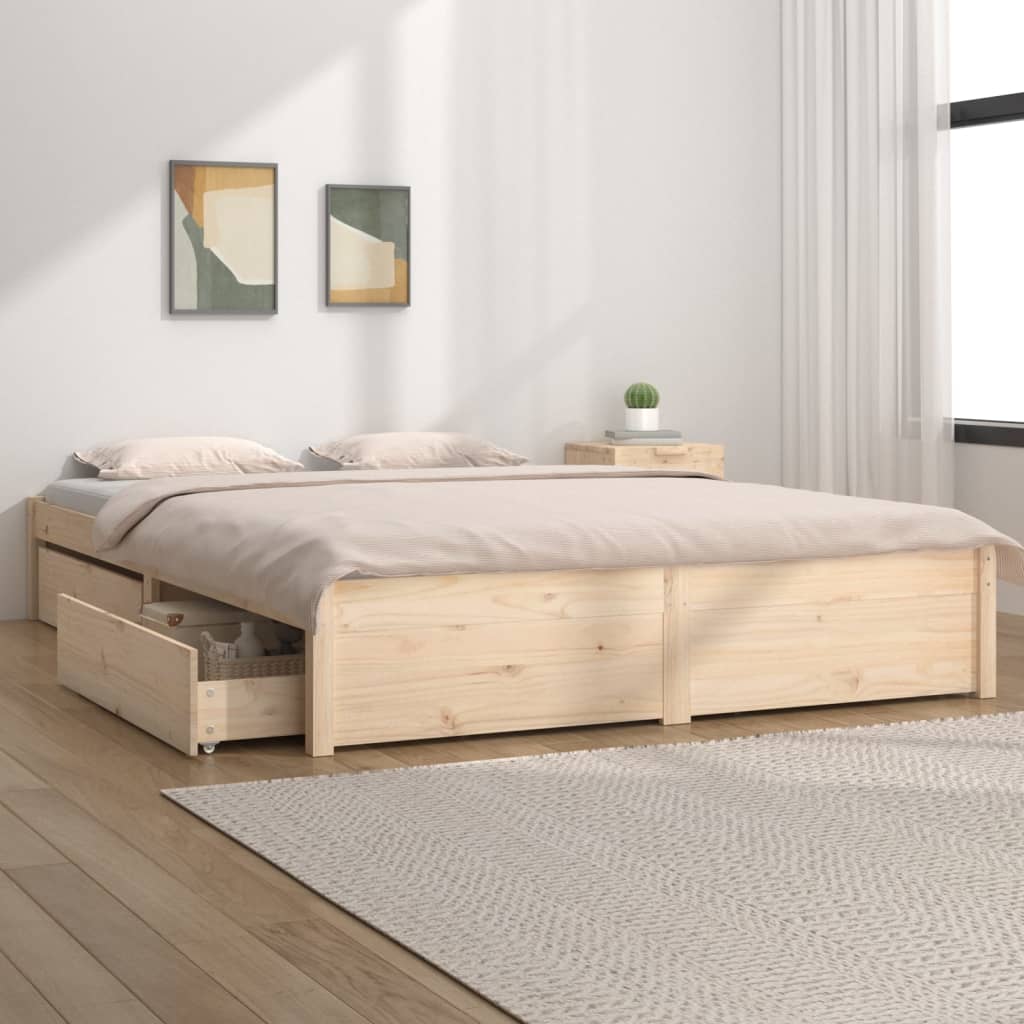 vidaXL Cadre de lit avec tiroirs 180x200 cm Super King