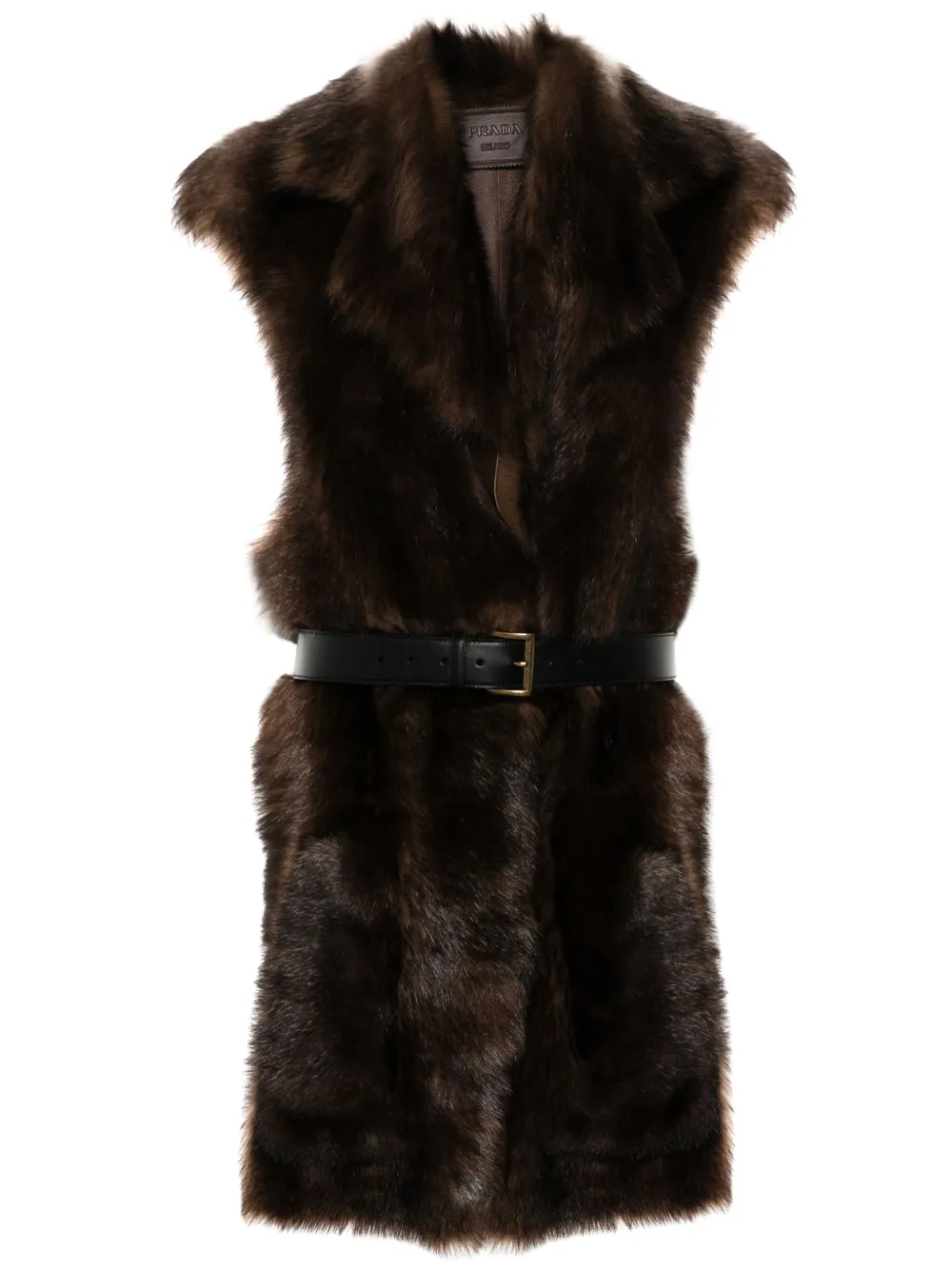 Prada gilet in pelliccia - Marrone