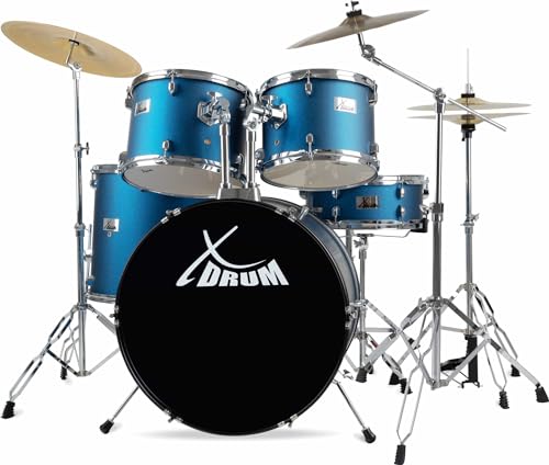 Xdrum Semi 22" Standard Batteria Satin Blue Sparkle (Blu) Con Asta A Giraffa + Piatto Crash