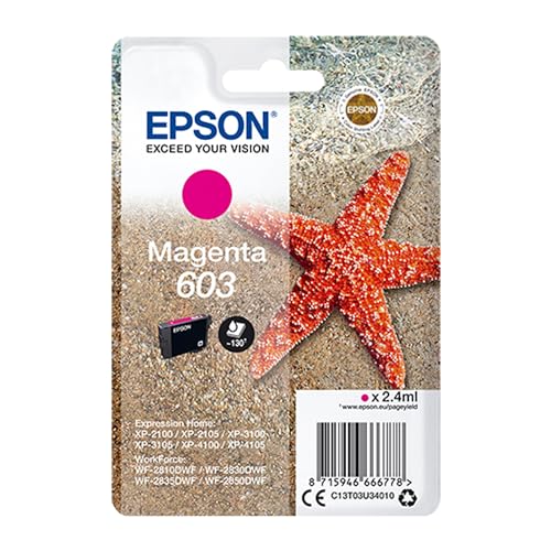 Epson Serie 603 Stella Marina - Cartucce Originali Per Stampante Getto D'Inchiostro, Single Pack 1 Colore (Magenta) Formato Std, Stampe Casa/Ufficio F