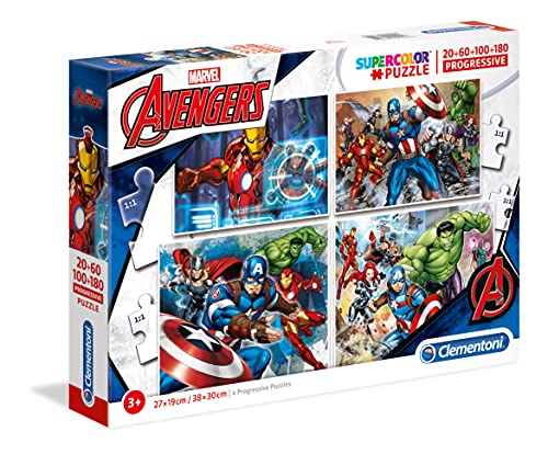Clementoni- Avengers Conjunto De Puzzles, Multicolore, 7722