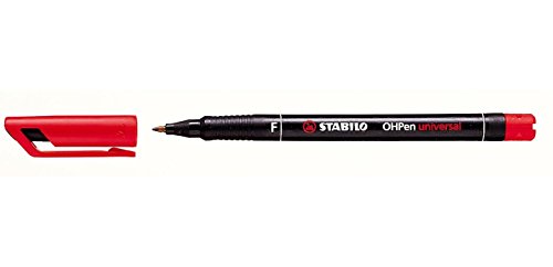 Stabilo Ohpen Universal Permanent, 10 Pack Bullet Tip Red 1Pc(S) Permanent Marker - Permanent Markers (10 Pack, Red, Bullet Tip, Black, Red, Polypropy