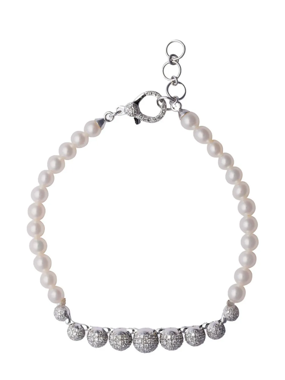 SHAY 18kt white gold pearl and diamond bracelet - Bianco