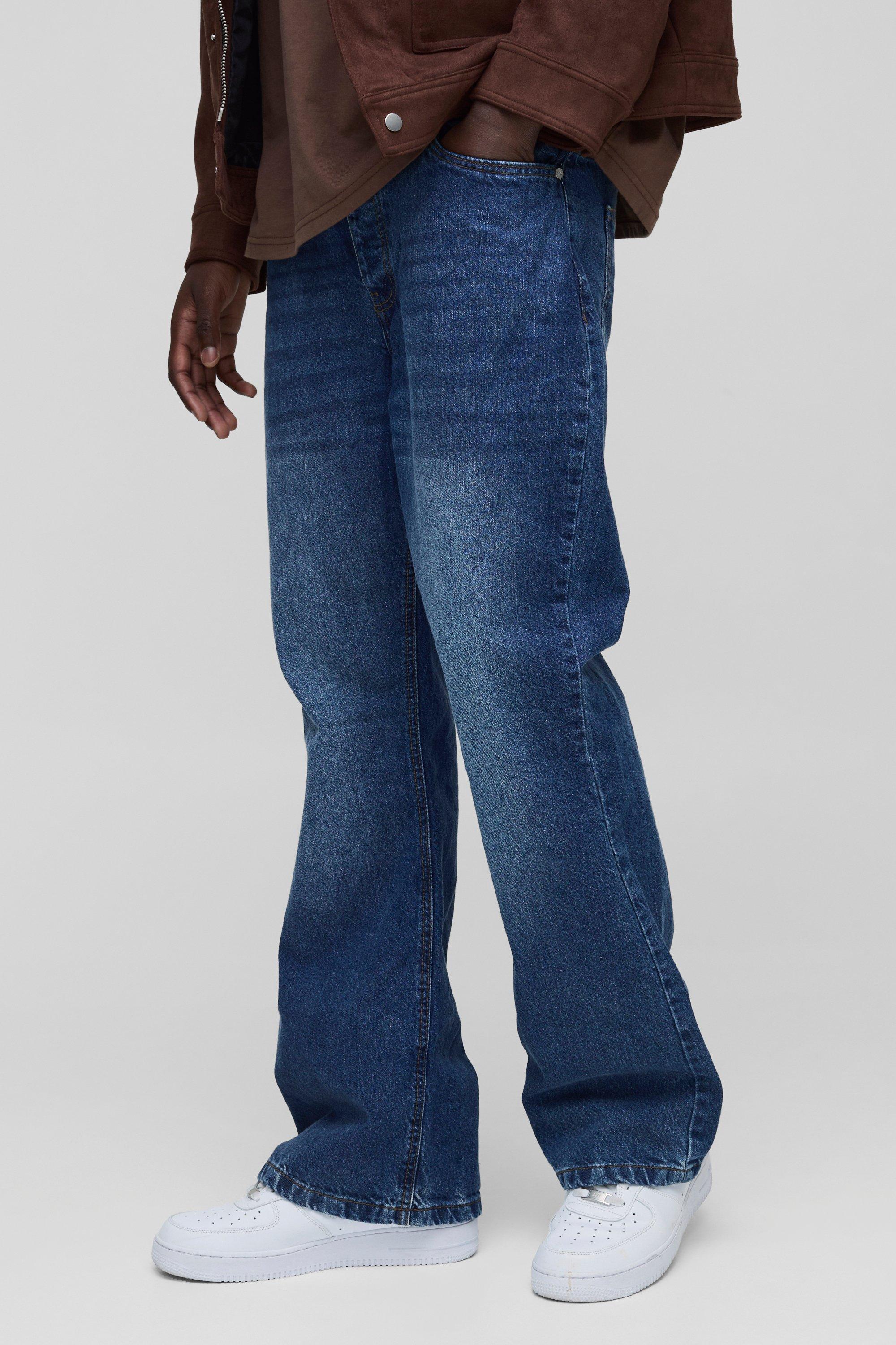 Relaxed Rigid Flare Jean In Mid Blue, Azzurro