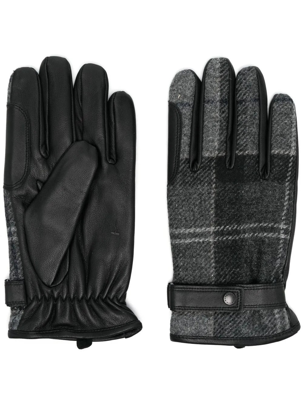Barbour Guanti con motivo tartan - Nero