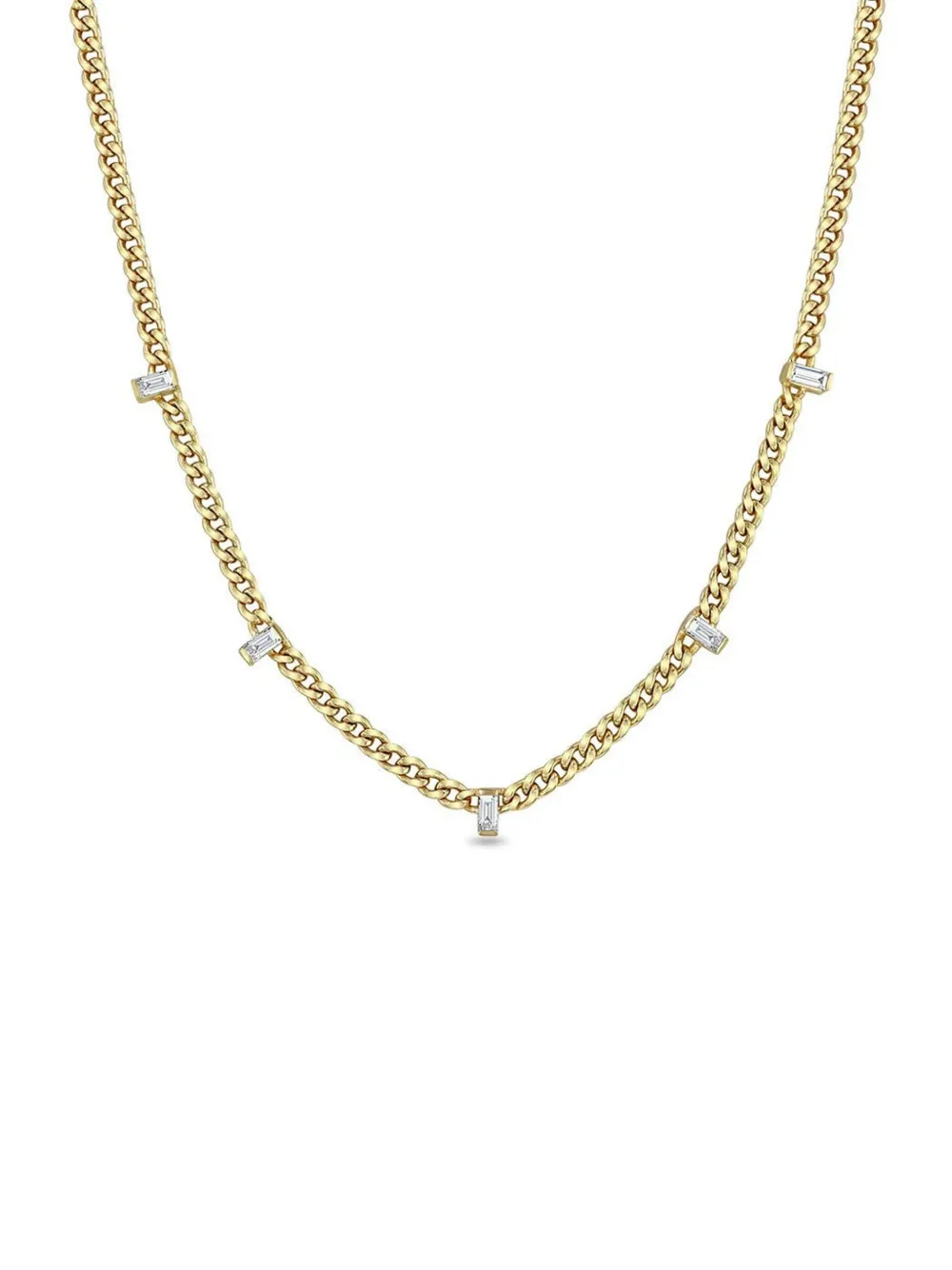 Zoë Chicco 14kt yellow gold small baguette-diamond necklace - Oro