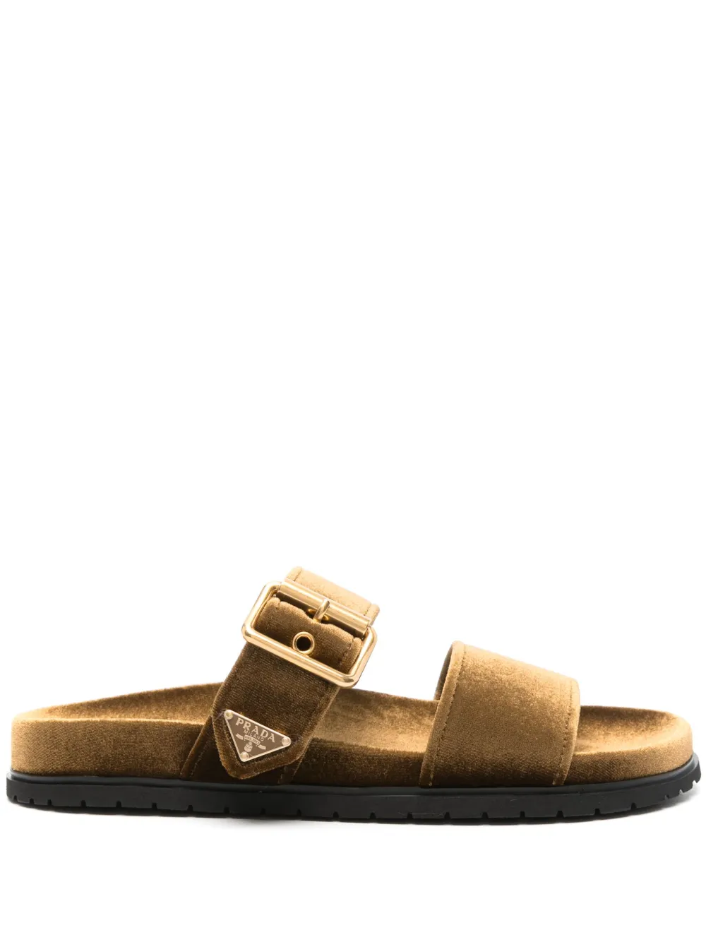 Prada enamel triangle-logo slides - Marrone