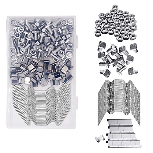 Baogaier 200Pcs Clip Per Serra Riparazione Fissaggio Vetro Clip Filo W Clip Z Overlap Serra Vetri Acciaio Inossidabile Clip Accessori Kit Dadi E Bullo