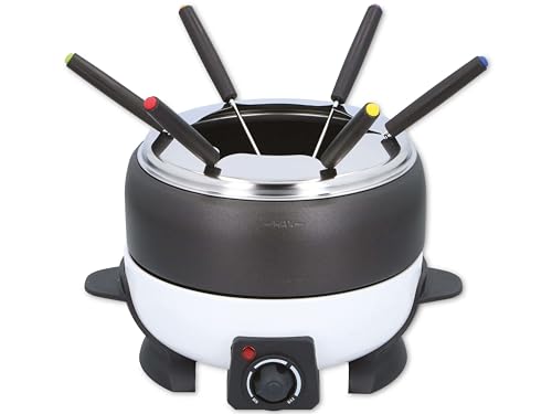 Cuisinier Set Per Fonduta Deluxe, Per 6 Persone, Elettrico, In Acciaio Inox, Fonduta Di Carne, Fonduta Di Formaggio, Fonduta Di Cioccolato, Bianco E N