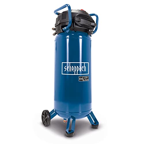 Scheppach Compressore D'Aria Compressa Hc51 V, 1500 W, Con Pressione 10 Bar, Caldaia Da 50 L, Potenza Di Aspirazione 220 L/Min | Senza Olio/Bassa Manu