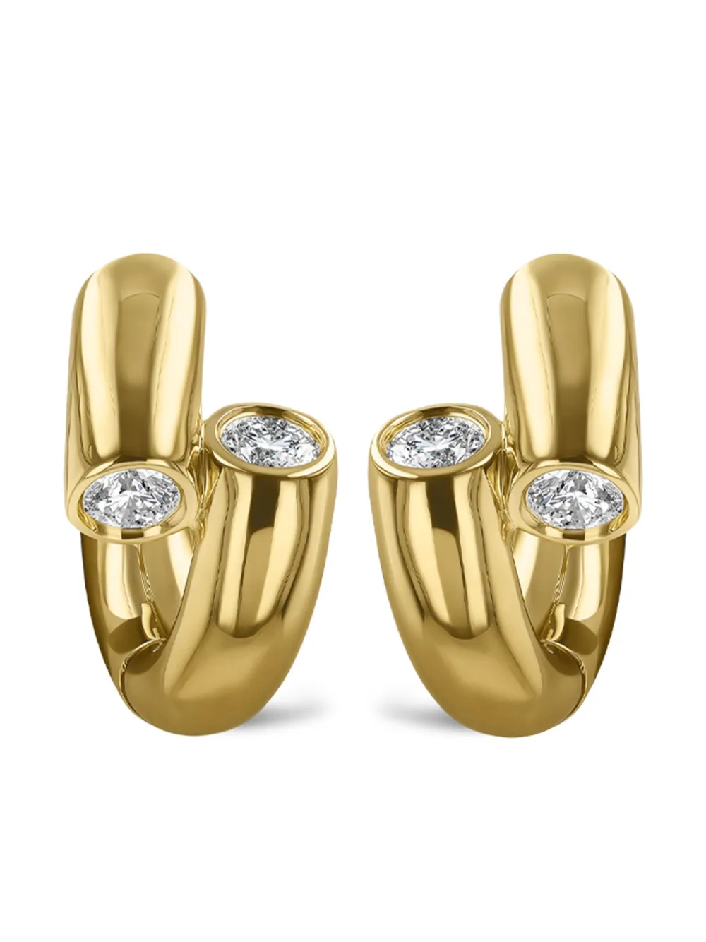Pragnell 18kt yellow gold Eclipse diamond hoop earrings - Oro