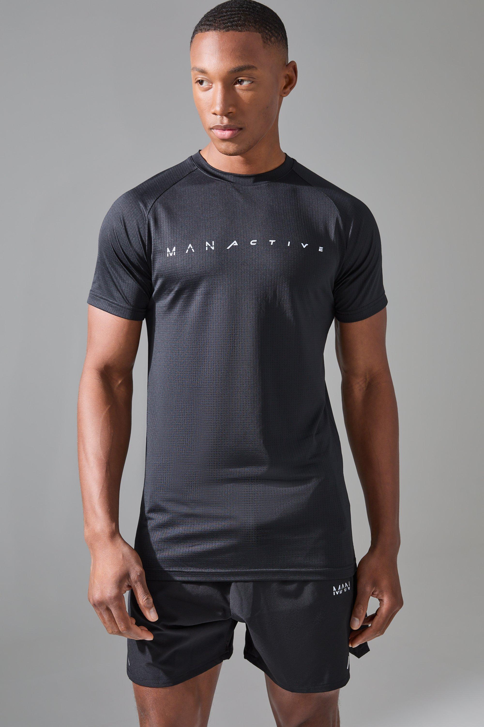 Man Active Muscle Fit Breathable Lightweight T-shirt, Nero