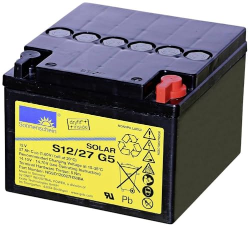 Gnb Sonnenschein Dryfit S12/27 G5 Ngso120027Hs0Ba - Batteria Solare 12 V, 27 Ah, Gel Al Piombo (L X A X P), 176 X 126
