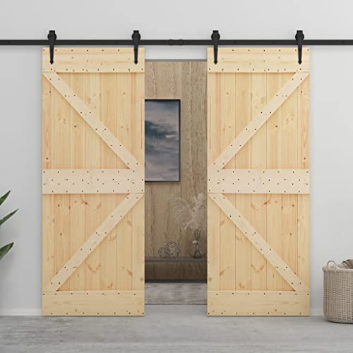 Vidaxl Porta Scorrevole Con Set Hardware 80X210 Cm In Legno Di Pino