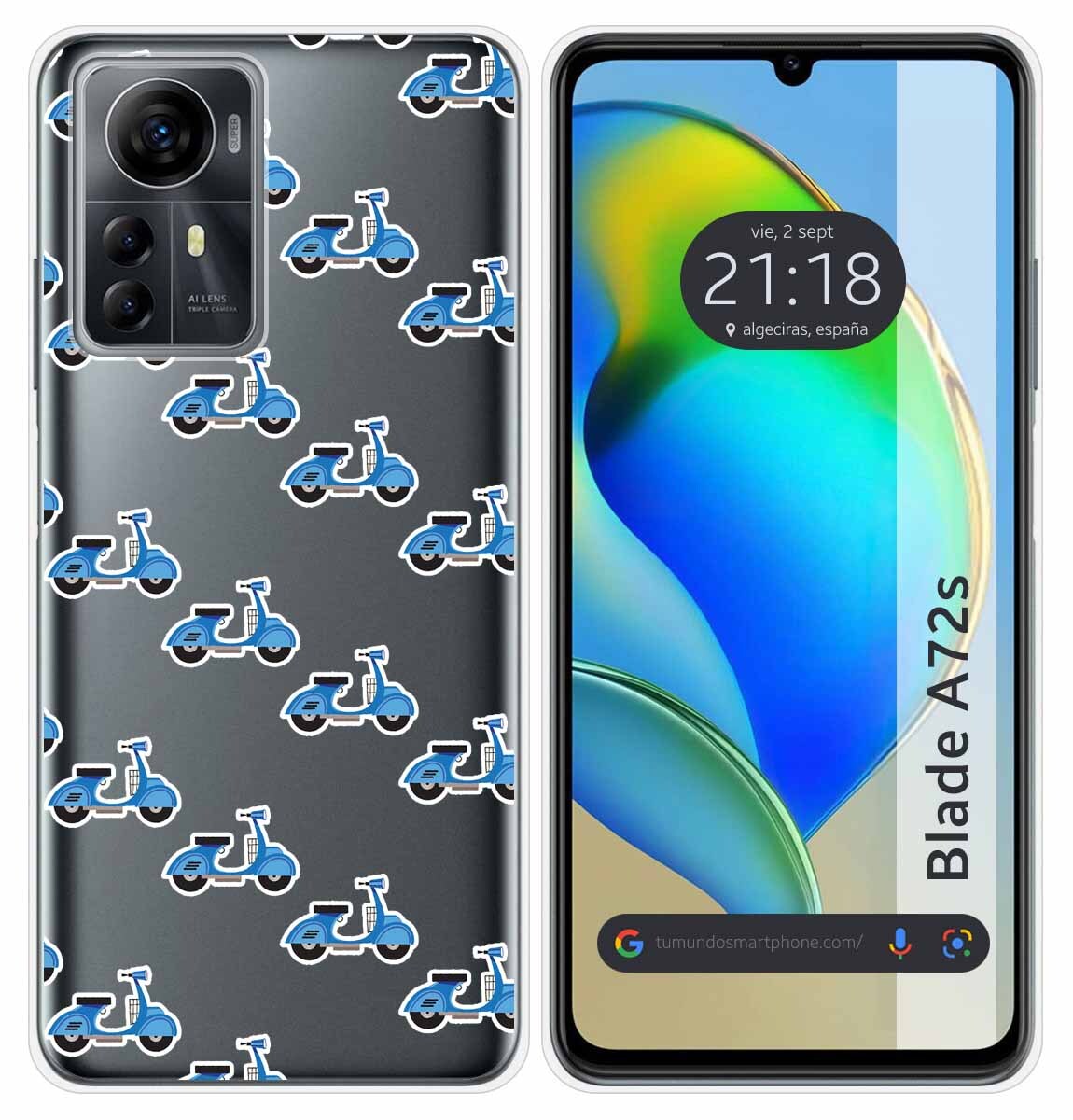 Cover Silicone per ZTE Blade A72s Disegno Scooter Disegni