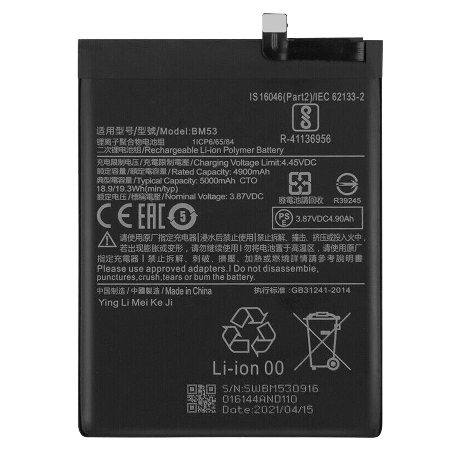 BATTERIA NUOVA PER XIAOMI BM53 MI 10T / MI 10T PRO 5000MAH 10 A PARI ORIGINALE