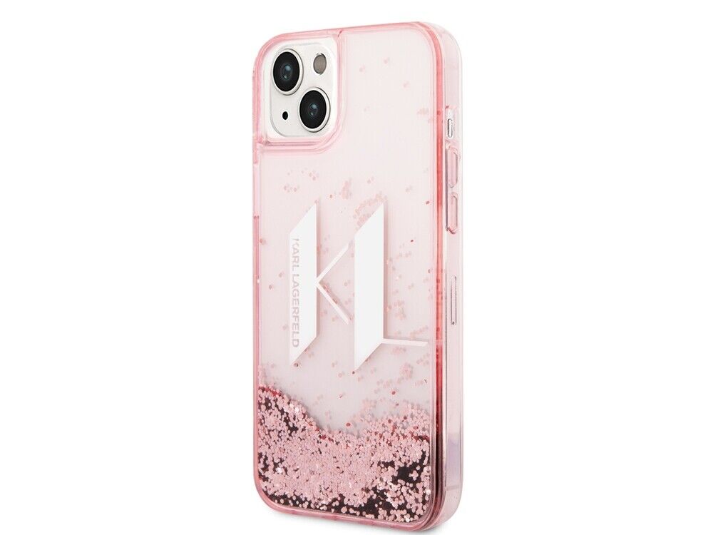 Karl Lagerfeld, Cover per iPhone 14 Floating KL Glitter, Rosa