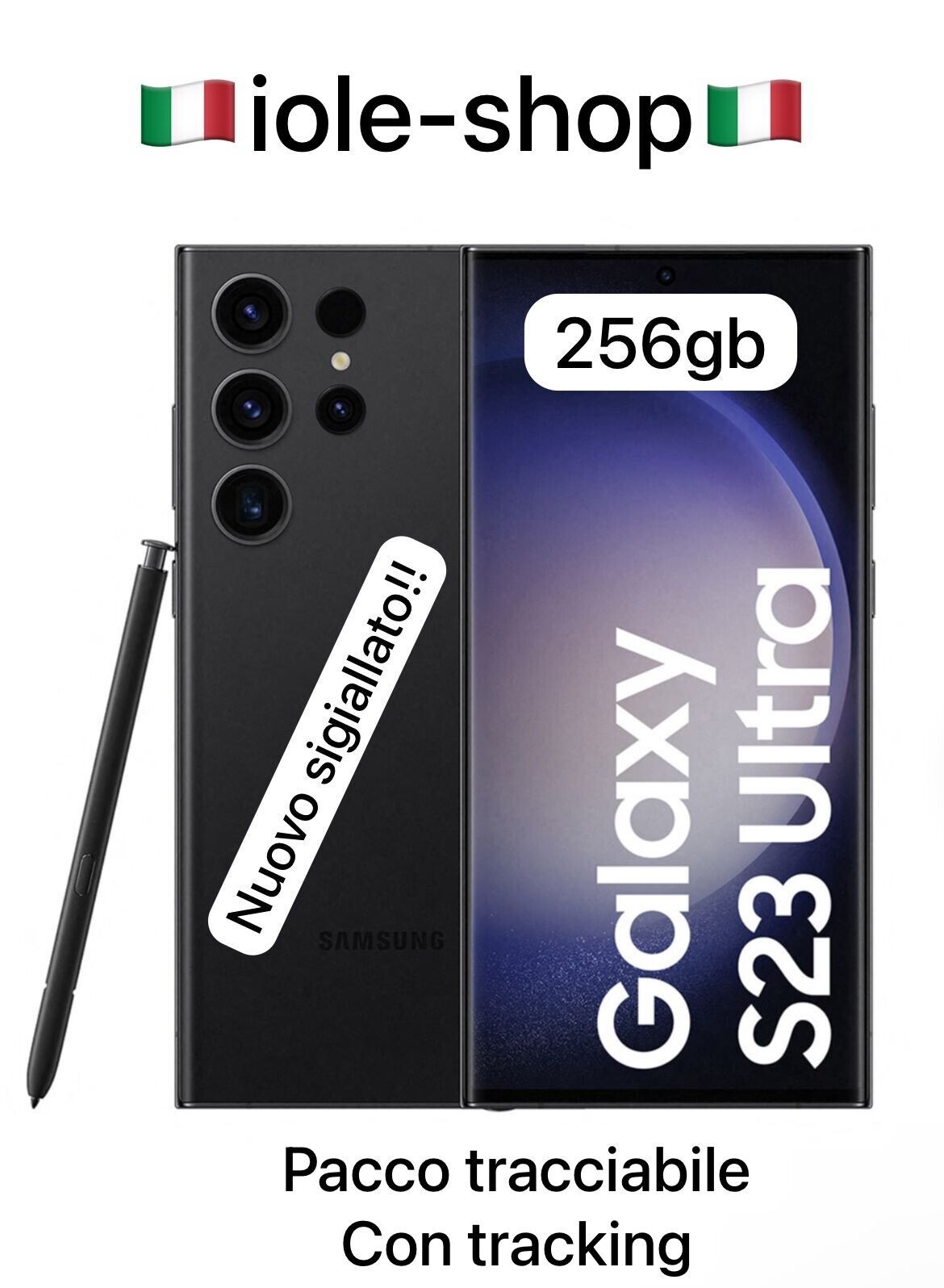 Cellulare Smartphone Samsung Galaxy S23 ULTRA 5G 6,8” 8+256GB S918 BLACK Nero
