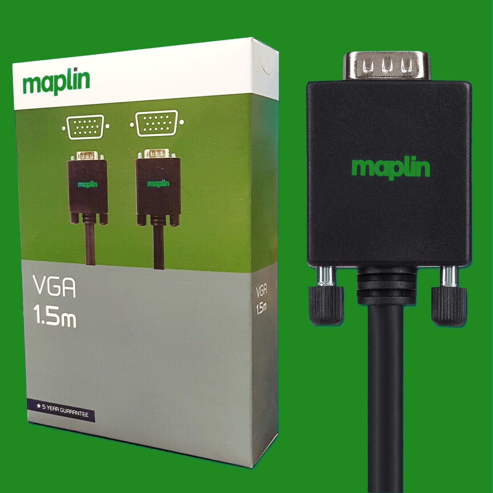 Maplin VGA 1.5m Cavo Alta Definizione Immagine, 1080p Risoluzione Per PC E TV A