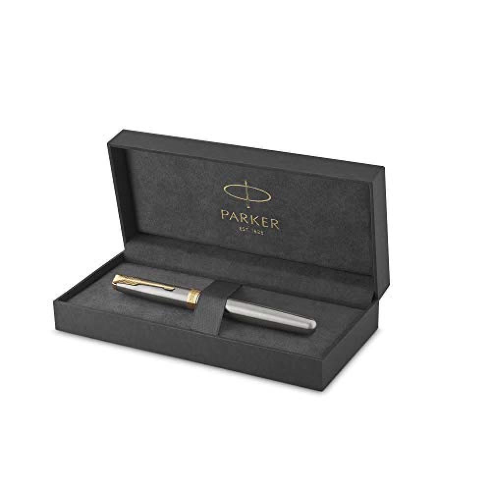 (TG. Pennino Fine) PARKER Sonnet penna stilografica, acciaio inossidabile con fi