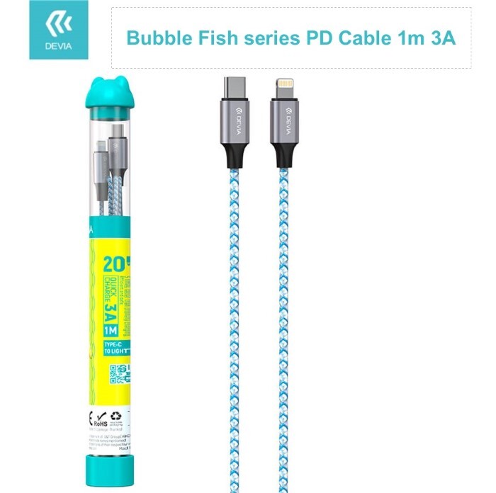 Cavi Connettività Cavo Bubble Tipo-C - Lightning 3A Per carica rapida PD Nero