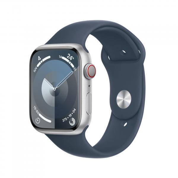 Apple Watch Series9 Gps+Cellular 45Mm Argento Cinturino Sport Blu Tempesta S/M