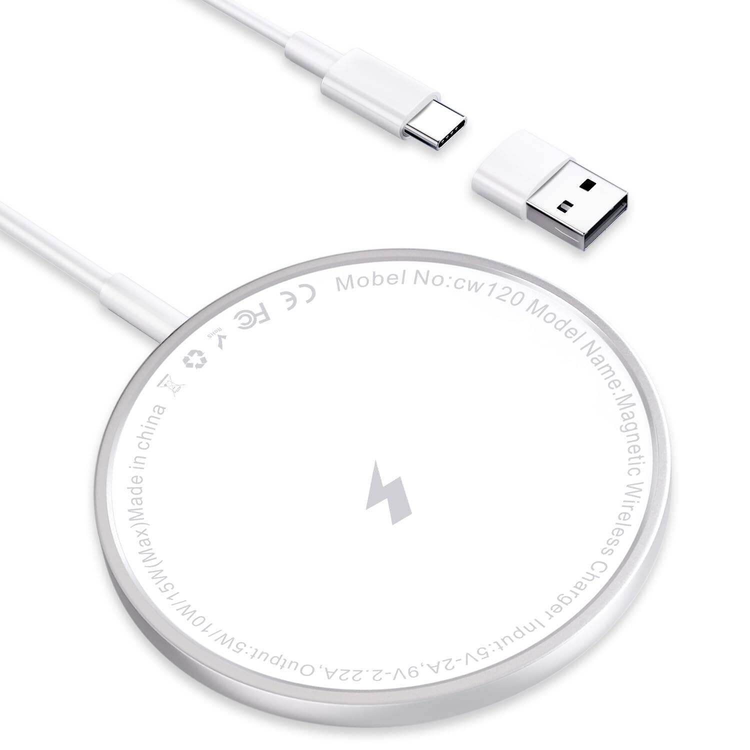15W Caricatore Wireless iPhone Caricatore Mag-Safe per Apple iPhone 15 (z0K)