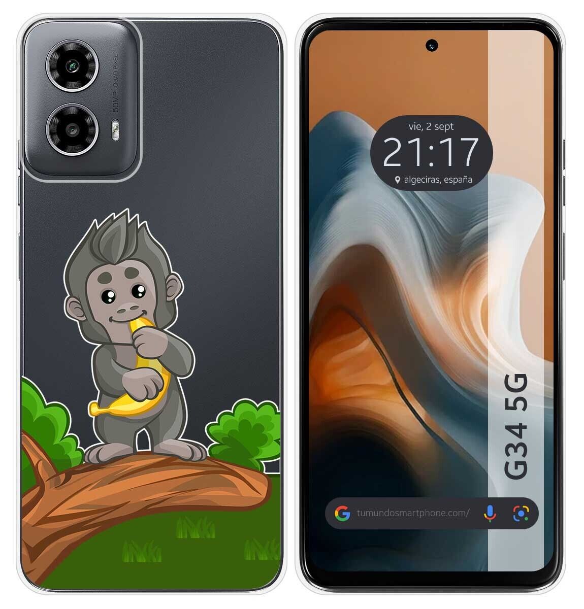 Cover Silicone Trasparente per Motorola Moto G34 5G Disegno Mono Disegni
