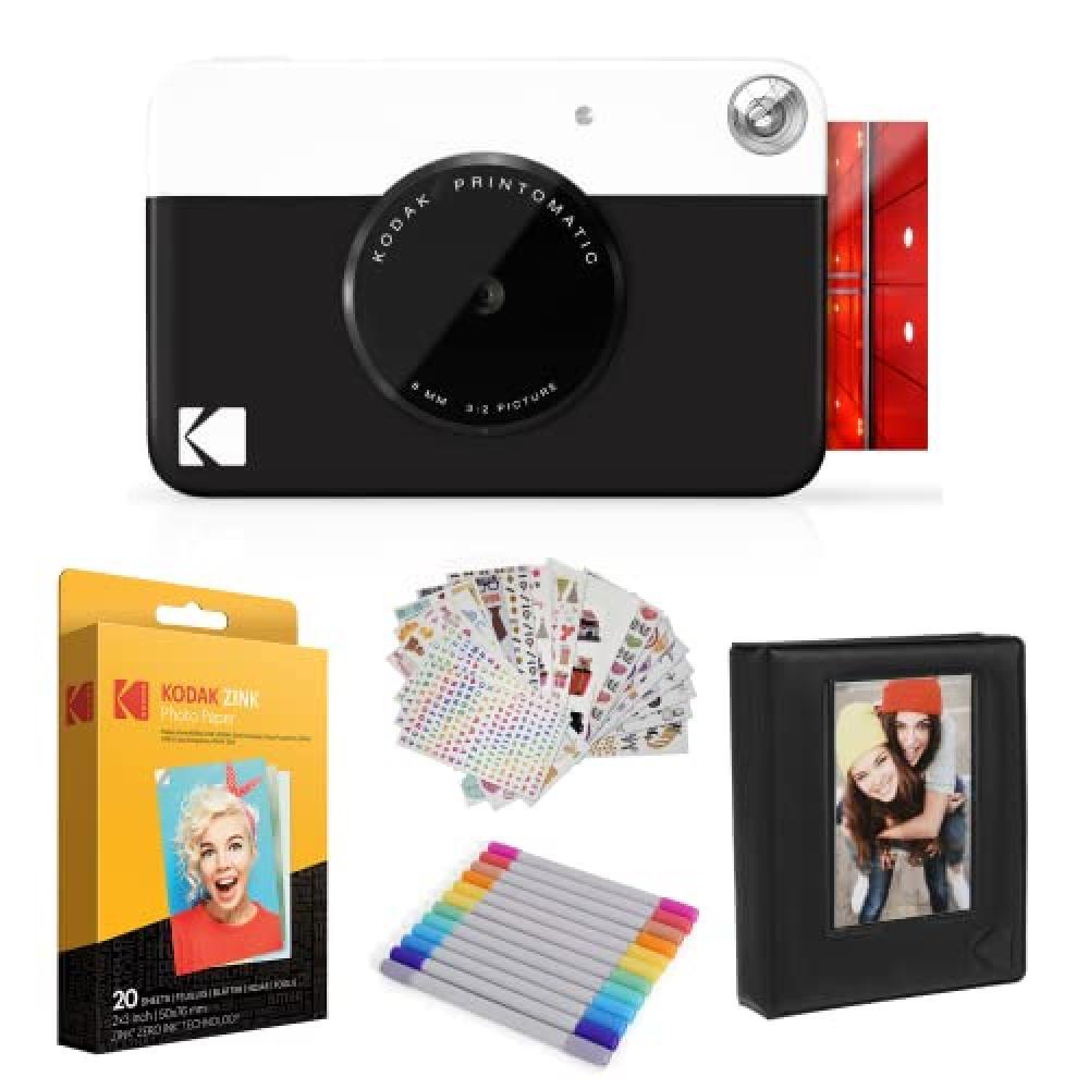 (TG. Gift Bundle) KODAK Printomatic Instant Camera (nero) Bundle regalo + carta