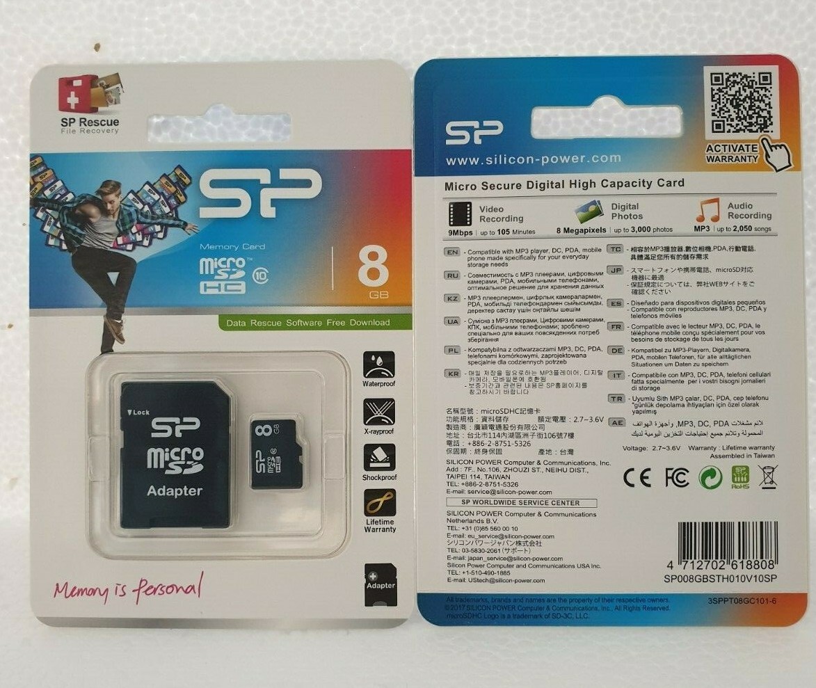 Silicon Power MicroSD Card 8GB Silicon Power SDHC CL.10 - SP008GBSTH010V10SP
