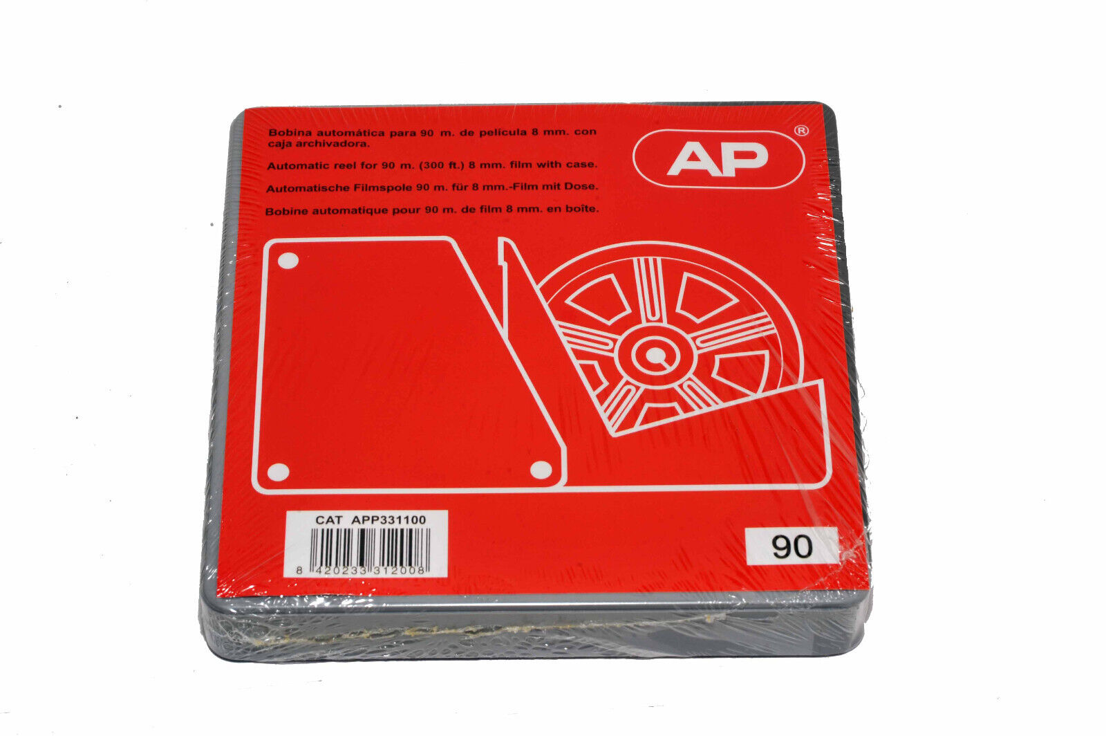 AP Automatico Pellicole Bobina per 91.4m (90M) 8mm Film con Custodia