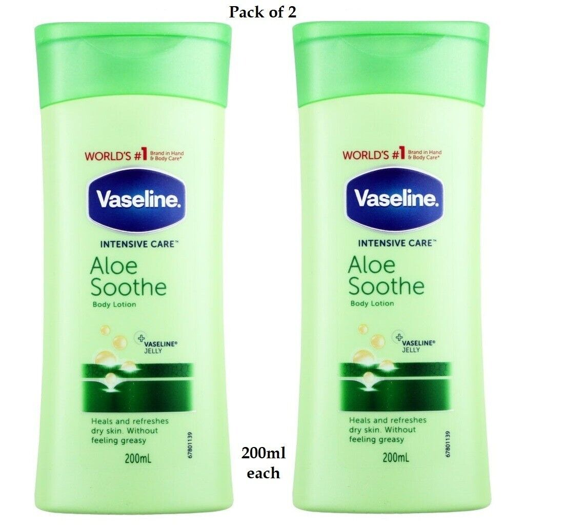 2 X Vaseline Intensivo Cura Corpo Lozione Aloe Lenitivo 200ml