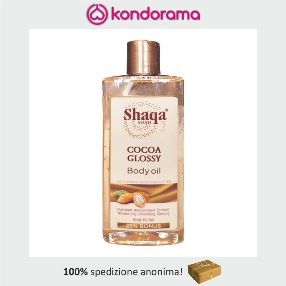 SHAQA cocoa glossy body oil olio per il corpo pelle afro 100% pure cocoa butter