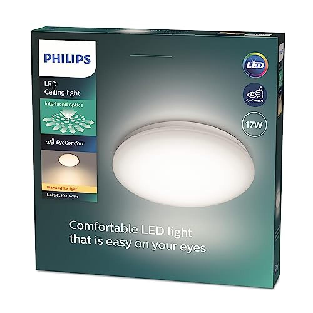 Philips LED Moire, Plafoniera Rotonda, Luce Calda, 17W, Bianco - NUOVO