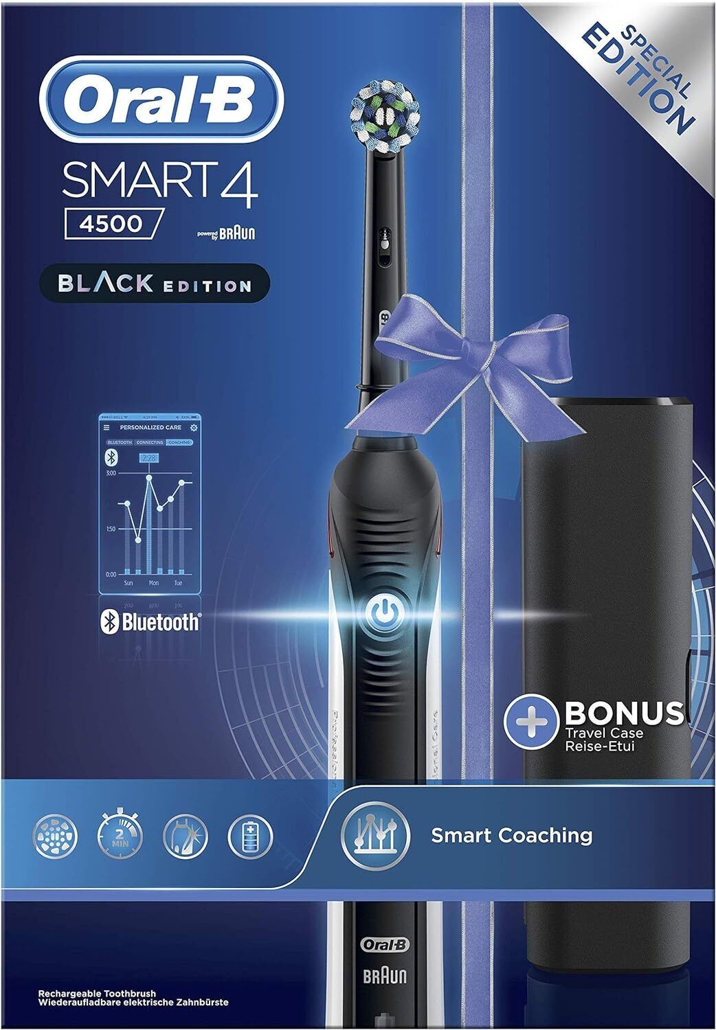 11009207 Oral-B Smart 4 4500 Spazzolino Elettrico Testine Oral B Cross Action, 3
