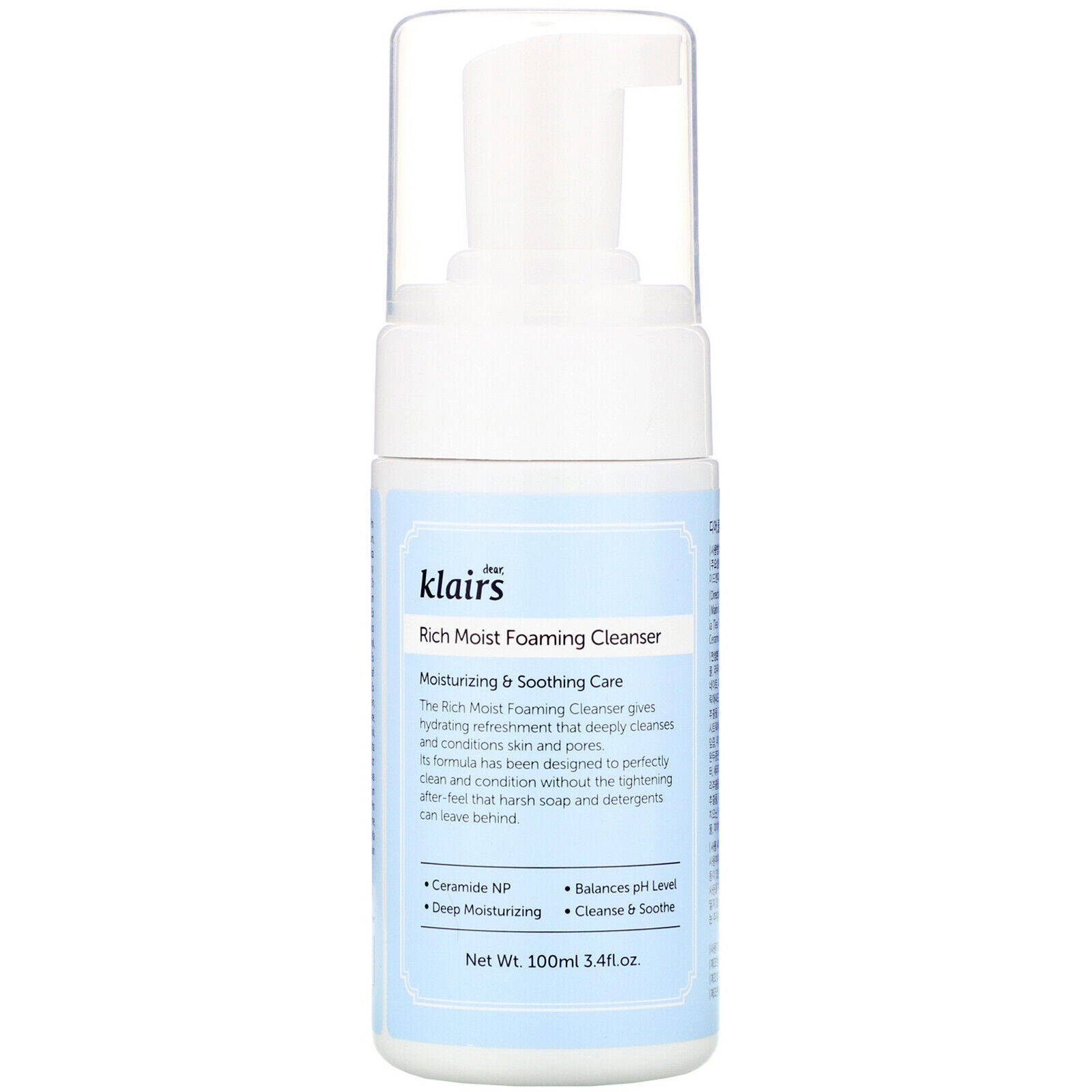 Dear, Klairs, Rich Umido Detergente Schiuma, 3.4 Fl OZ (100 ML)