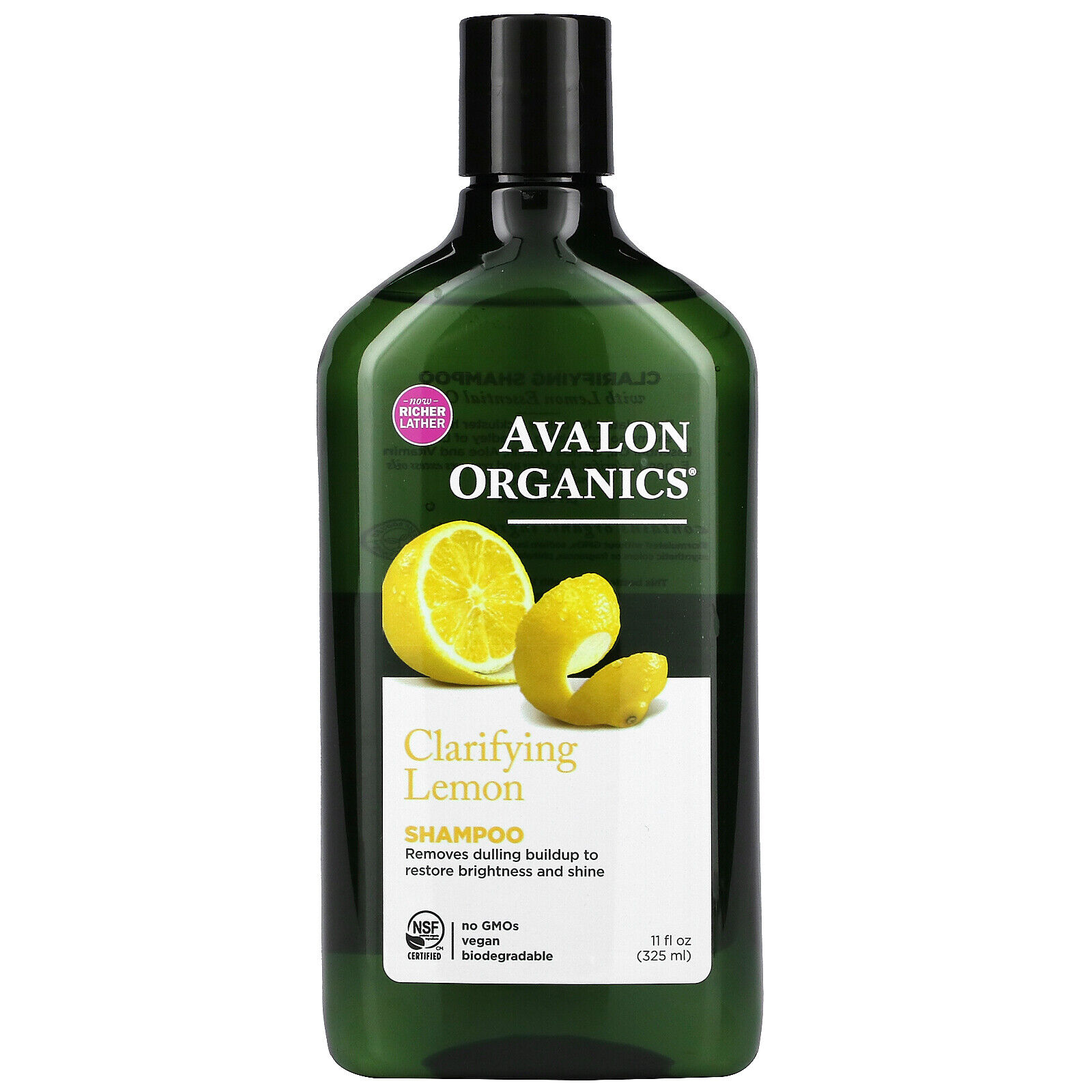 Avalon Organics, Shampoo, Purificante Limone, 11 Fl OZ (325 ML)