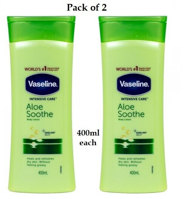 2 X Vaseline Intensivo Cura Corpo Lozione Aloe Lenitivo 400ml