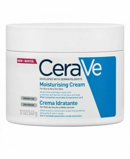 CeraVe crema idratante 12 once (340 g). 3 ceramidi essenziali e acido ialuronico
