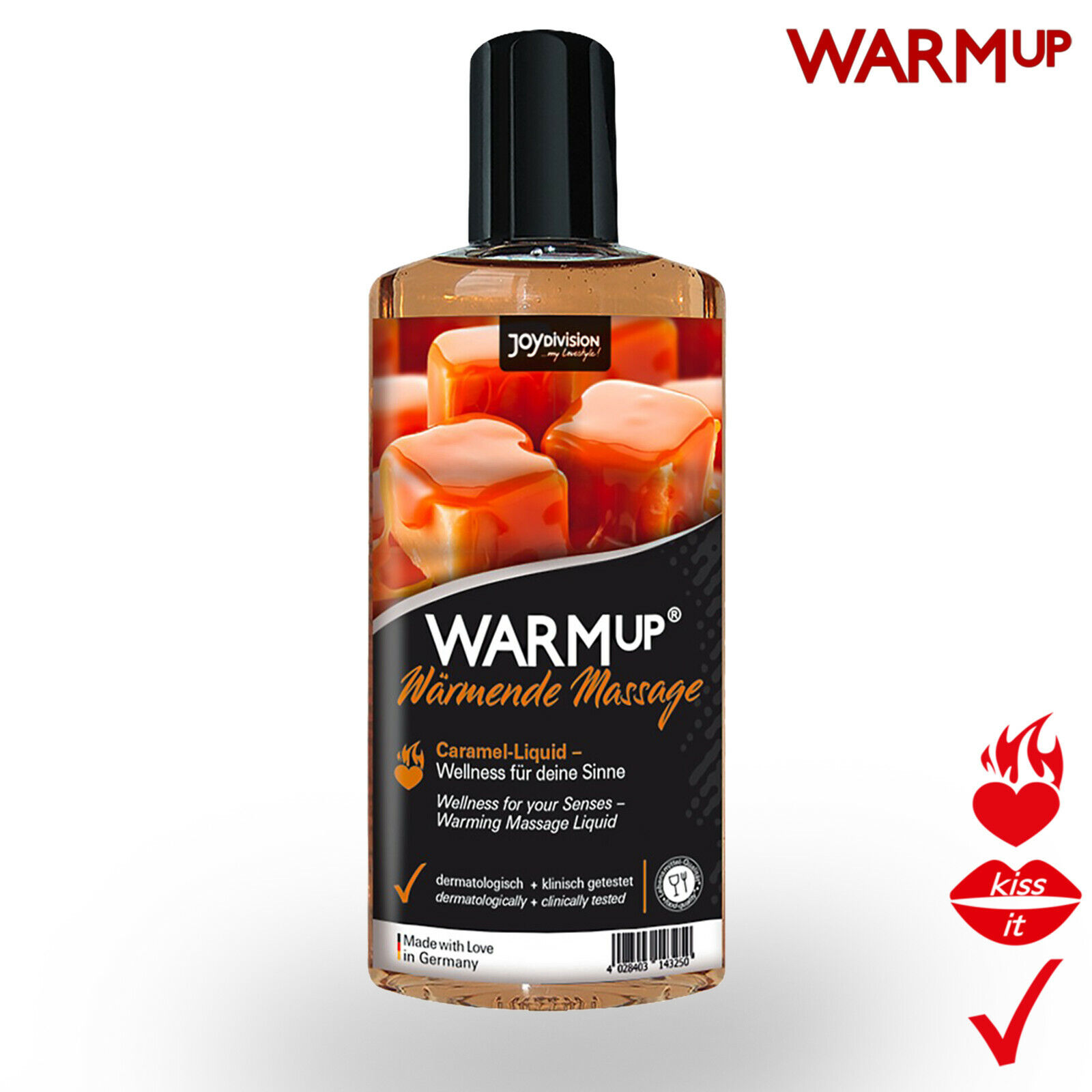 WARMup Olio Massaggio Riscaldante Commestibile al Caramello Erotico per Coppie