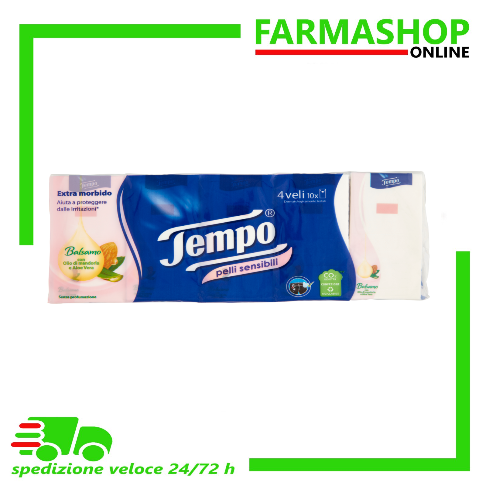Tempo pelli sensibili Fazzoletti 4 veli 10 pz