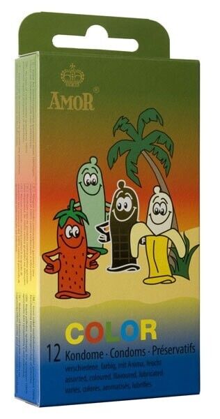 AMOR PRESERVATIVI COLORATI AROMATIZZATI 12 PEZZI PROFILATTICI PER UOMO CONDOMS