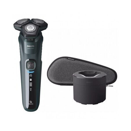 Philips S5584 Rasoio Elettrico Ricaricabile 3 Testine Wet-Dry con Base Pulizia