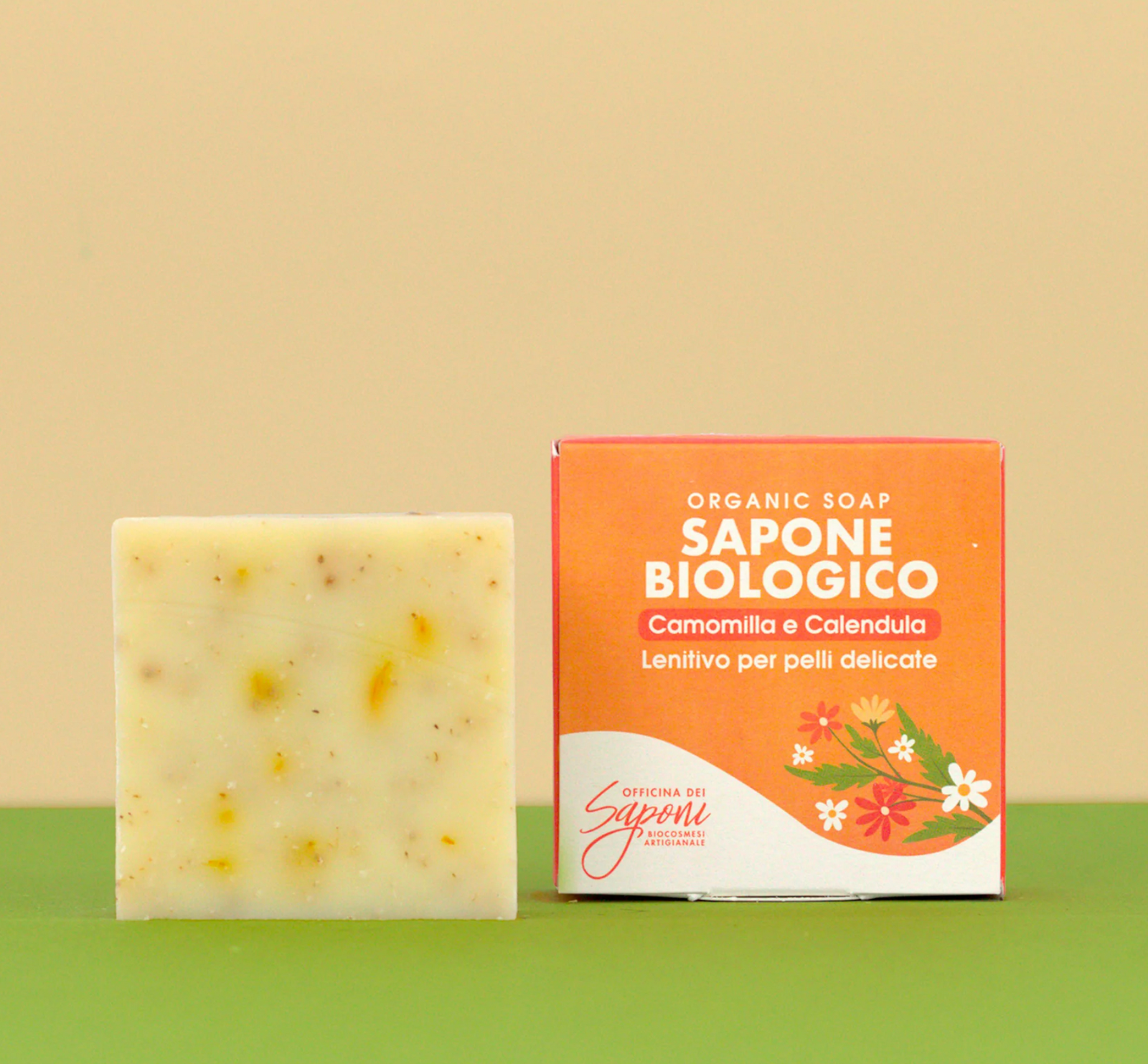 Officina dei Saponi SAPONE BIOLOGICO Camomilla e Calendula Lenitivo Vegan 100 gr