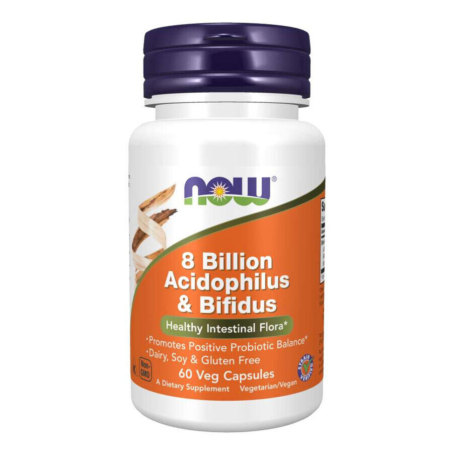 NOW FOODS Pro-Biotics Acidophilus & Bifidus 8 Billion 60 Veg Capsule