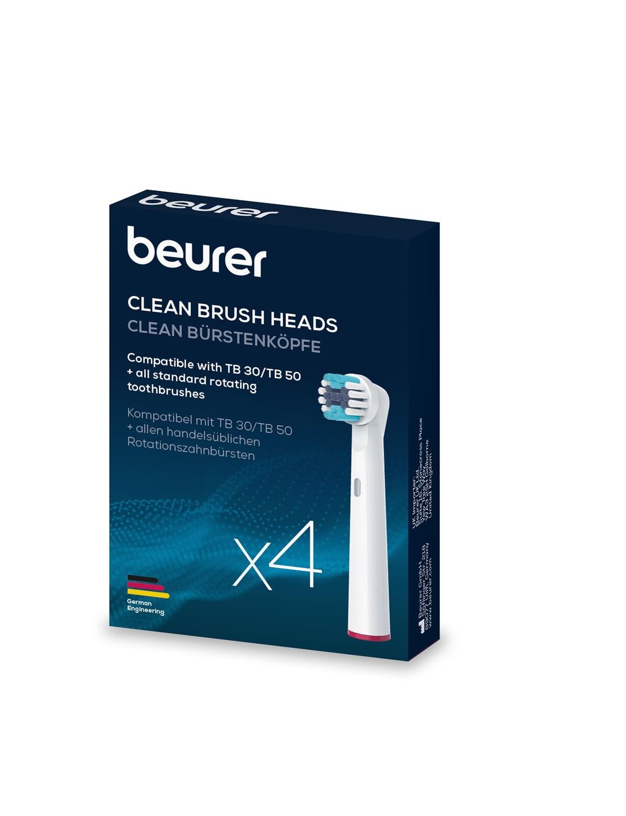 Beurer TB30 TB50 Testine di Ricambio per Spazzolino Pulire X 4