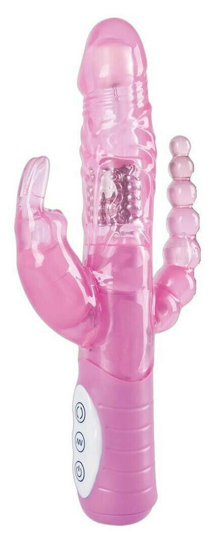 Vibratore vaginale anale doppio rabbit dildo vibrante con stimolatore clitoride