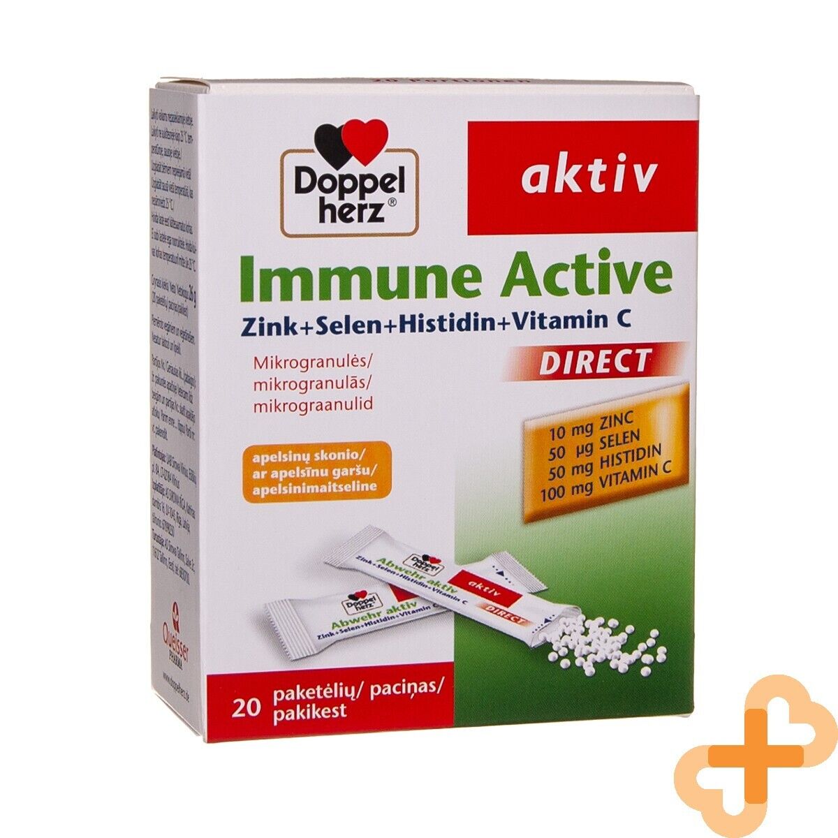 DOPPELHERZ Aktiv Immune Diretto Vitamina C Zinco 20 Sacchetti Di Microgranuli